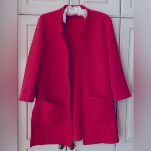 Alex & Olivia Cardigan Coat. raspberry red. Women's size S